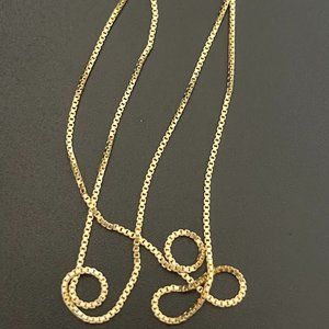 22 inch.,3.70 gr.,1mm.,Solid 14K Box Gold Chain Necklace,